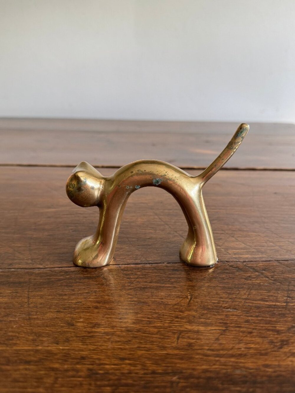 Vintage Mid Century Brass Arch Cat Figurine - Brass Cat Statue